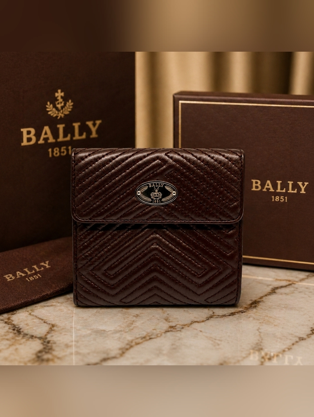 Vintage Bally Brown Quilted Women's Wallet